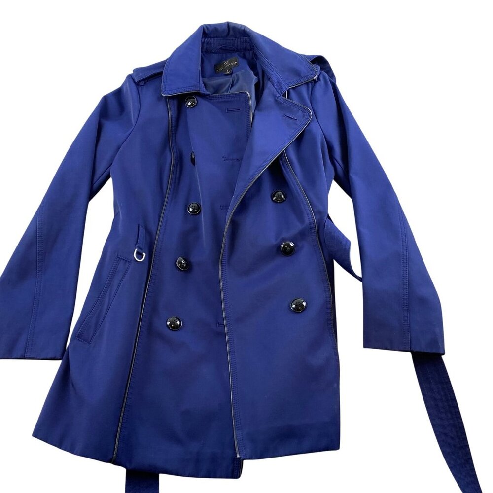 Worthington Women's Trench Coat Small Double-Breasted Royal Blue Small